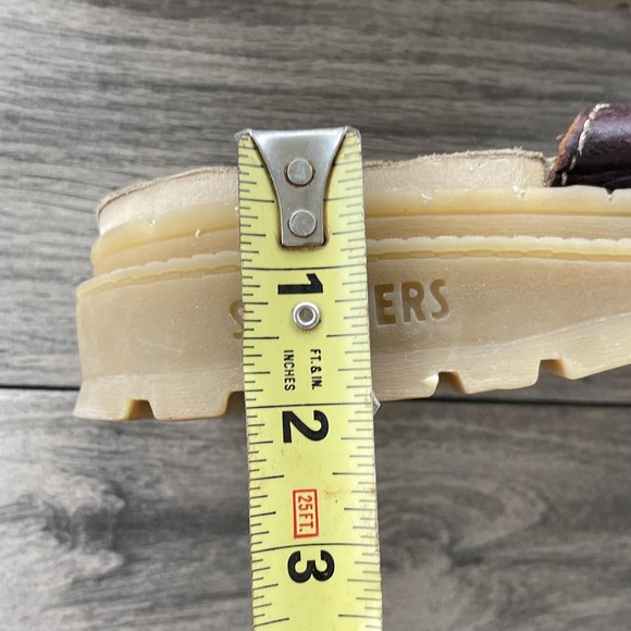 Skechers Jammers Sandals Women 11 Brown Leather Chunky Platform Slide Y2K Shoes - Picture 10 of 11